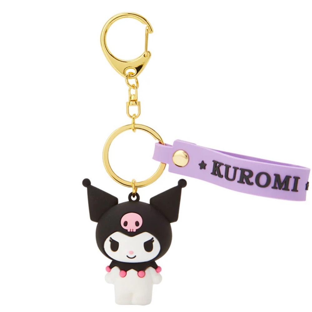 SANRIO Kuromi Signature Keychain / Bag Charm with Gold-Tone Clasp NWT
